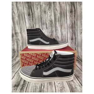 Men's Black/Frost Gray Vans SK8 High Reflective Size 10.5